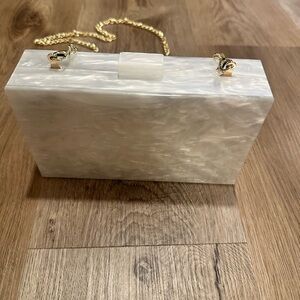 White Marbled Acrylic Clutch/Crossbody Bag